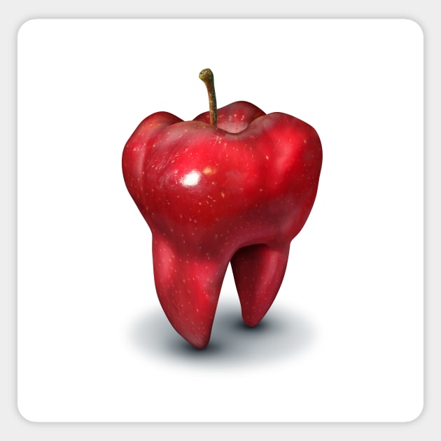 Dentist Dental Health Concept as an apple shaped as a molar tooth Sticker by lightidea